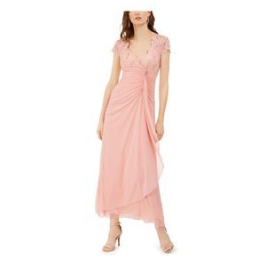 B&A  BY BETSY & ADAM Womens Pink Side Ruffle Maxi Formal Dress Petites 6P